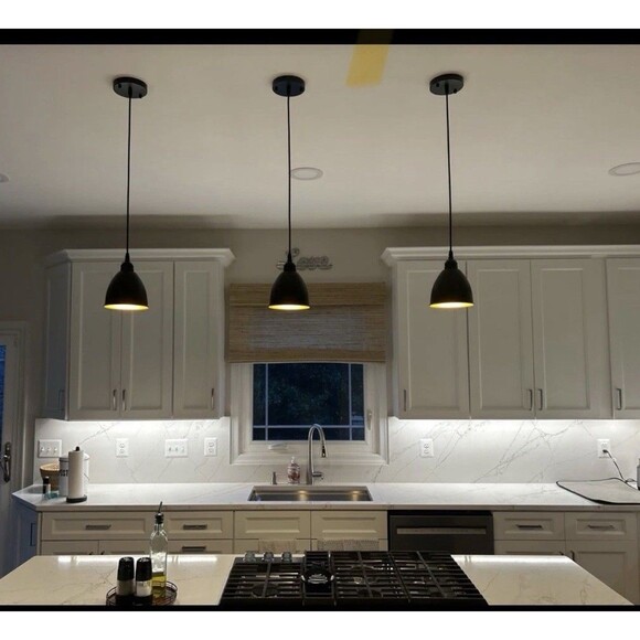 3 Pack Industrial Farmhouse Ceiling Hanging Pendant Light Fixtures Black Gold - Picture 7 of 14